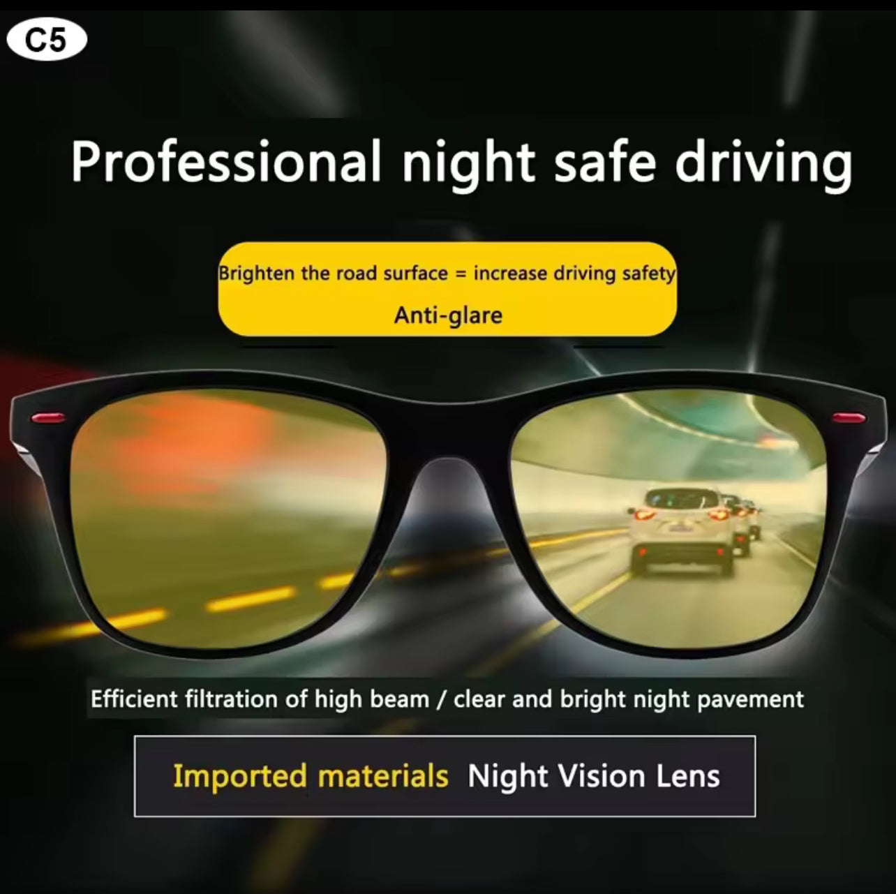 Men’s women Night Vision Polarized Sunglasses – clear view day & night.