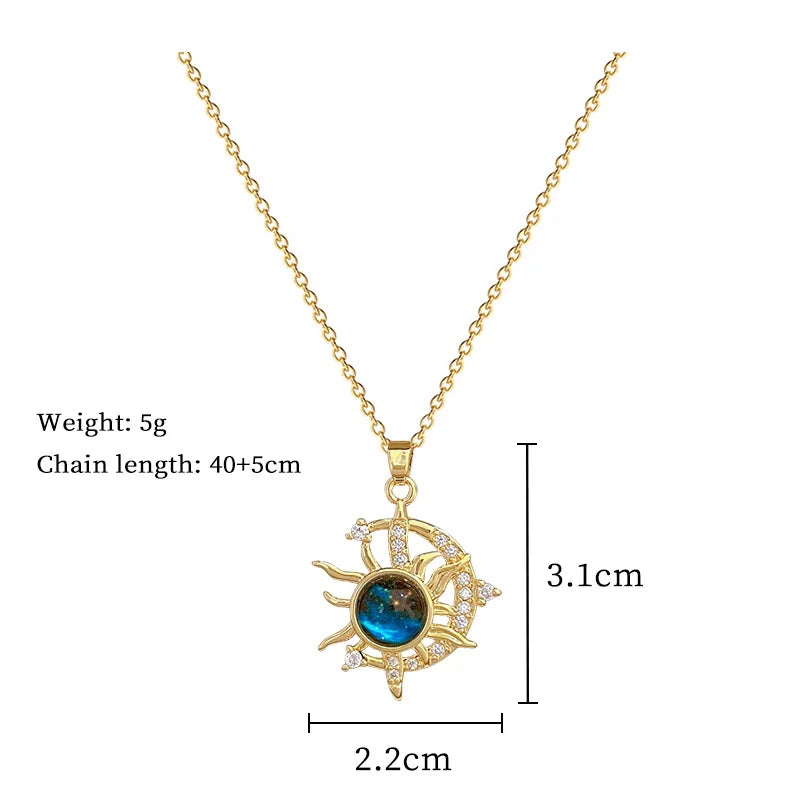 Light Luxury Titanium Steel Star Series Necklace for Women Gold Color Planet Moon Astronaut Pendant Necklaces Jewelry Gifts