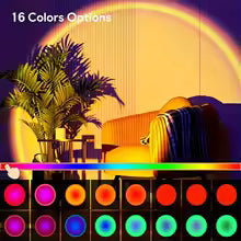 1pc levendige zonsondergangprojectielicht - 16-kleuren spectrum, USB-afstandsbediening, dynamisch kleurveranderend LED-licht - Creëert warm